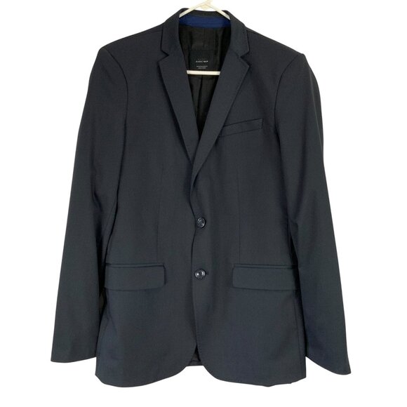 Zara Man Navy Blue Blazer Jacket Size 38 Slim Fit 2 Button Suit Coat - Picture 1 of 7